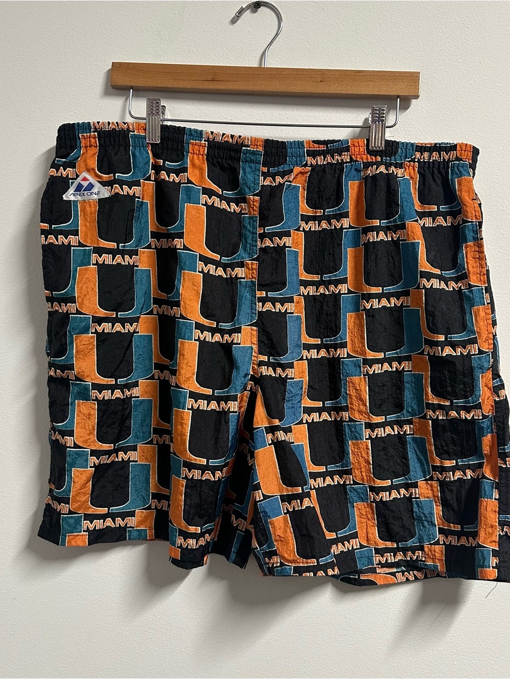 Vintage 90s University of Miami Hurricanes Apex One Shorts Nylon XL